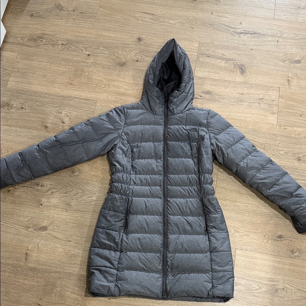 The North Face Gray Hooded Puffer Coat